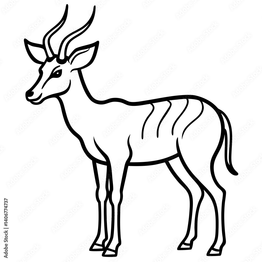 Minimal Antelope Vector Illustration on White Background Minimal Antelope Vector Illustration on White Background