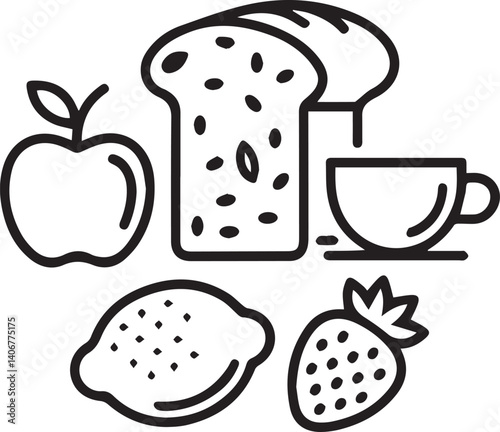 Flat Food Elements Vector Illustration Set