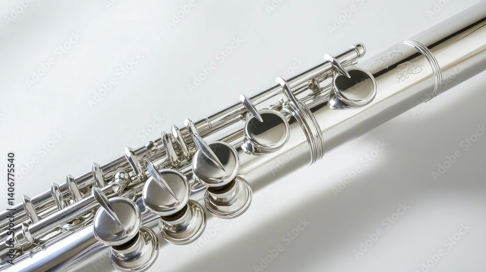 Fototapeta premium High-quality silver flute head joint