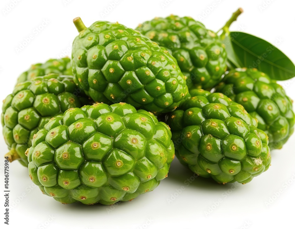 Fototapeta premium Noni fruit on white background. superfood.