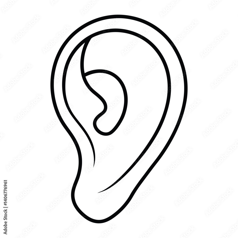 Ear (Inner) simple style vector on white background Ear (Inner) simple style vector on white background