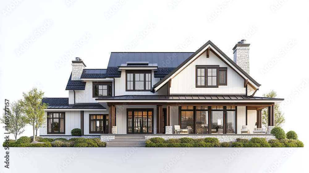 Resort style American house with modern design and large windows Resort style American house with modern design and large windows