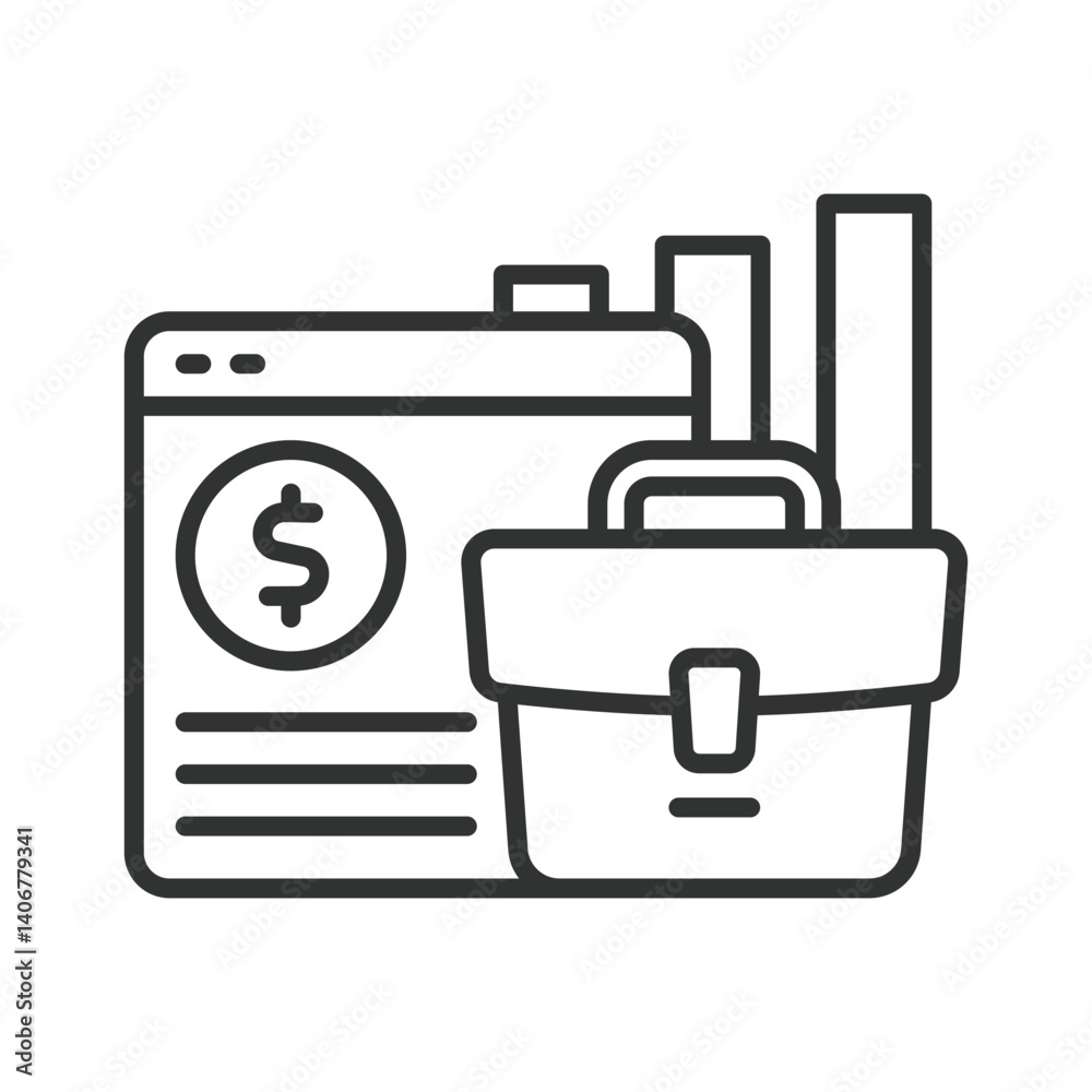 Portfolio, icon in line design. Portfolio, investment portfolio, financial portfolio, financial planning, investment strategy on white background vector. Portfolio, editable stroke icon. Portfolio, icon in line design. Portfolio, investment portfolio, financial portfolio, financial planning, investment strategy on white background vector. Portfolio, editable stroke icon.