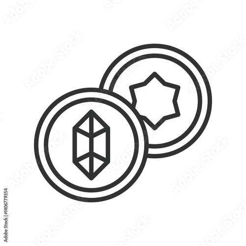 Tokens, icon in line design. Tokens, cryptocurrency tokens, digital tokens, blockchain tokens, tokenized assets, crypto tokens, utility tokens on white background vector. Tokens, editable stroke icon