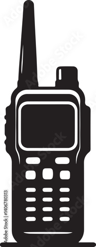 Walkie Talkie Black Vector – Radio Communication Device Icon Design