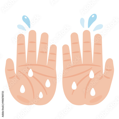 汗をかく手のイラスト