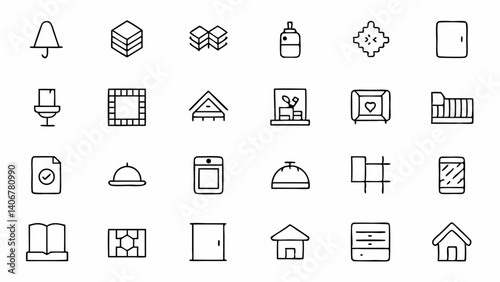 Set of modern flooring outline icons designed with linear simplicity suitable for interior designers flooring businesses and renovation project visuals