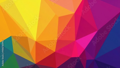 Geometric abstract shapes, vibrant color palette, bold, illustration