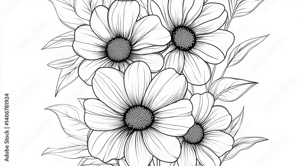 custom made wallpaper toronto digitalHand-Drawn Floral Outline Design