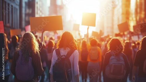 Wallpaper Mural Group of people activists protesting on streets, women march and demonstration concept. Torontodigital.ca