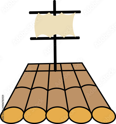 Traditional Bamboo Raft Icon
