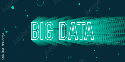 Background with simple geometric elements. A template for placing text. Big date, processing of digital information flow. A banner for a business presentation. Background of the current of particles.