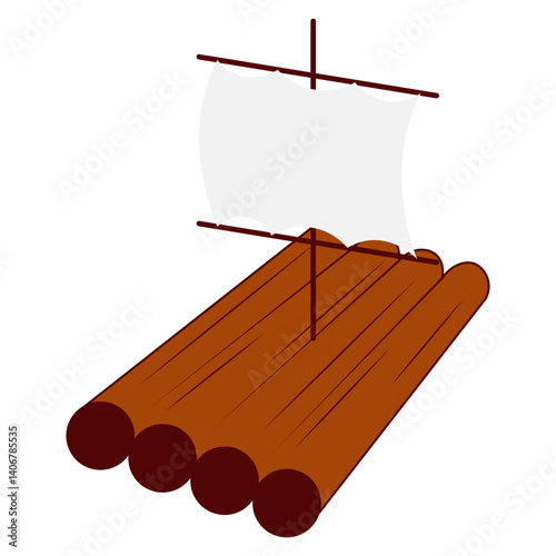 Wooden Raft Float Illustration