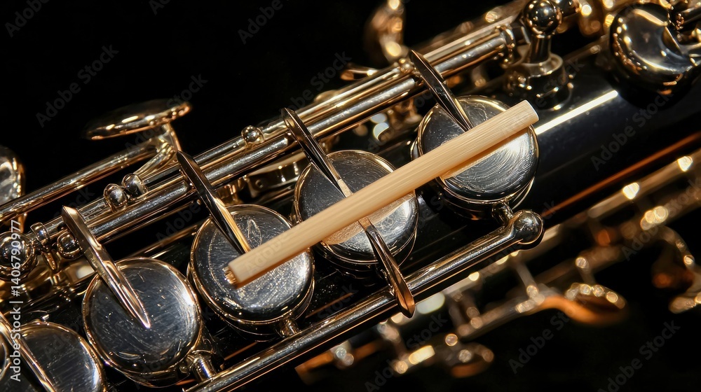 Obraz premium Saxophone head joint closeup