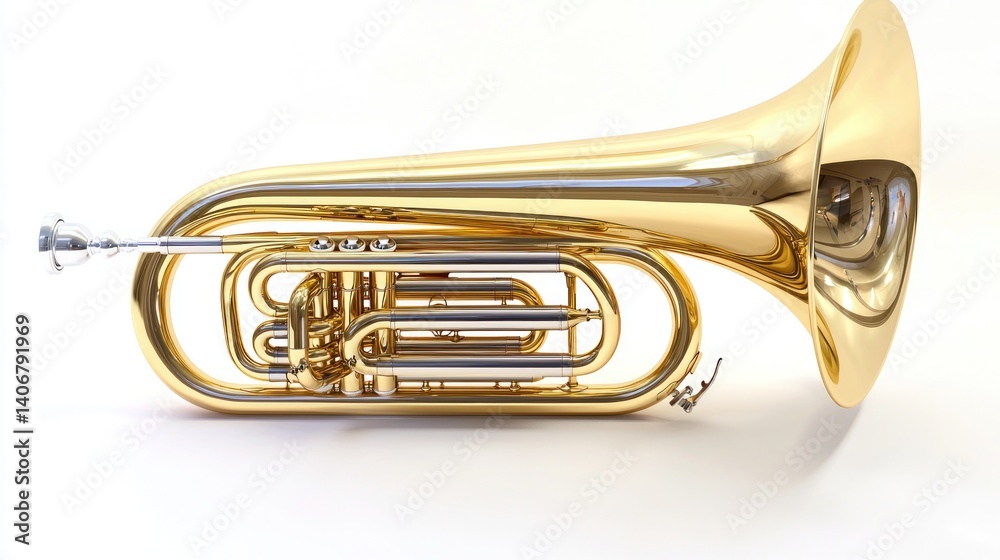 Obraz premium Polished brass instrument, perfect for symphonic or concert band