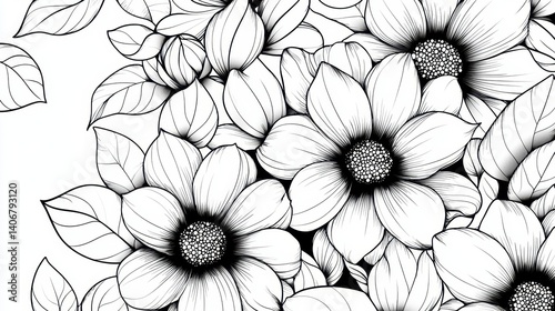Wallpaper Mural Elegant Floral Outline Design Torontodigital.ca