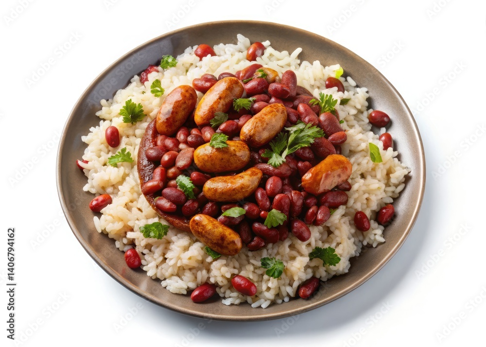 Silhouette Red Beans & Rice, rich Creole sausage. Stunning food photography captures its vibrant flavor. Silhouette Red Beans & Rice, rich Creole sausage. Stunning food photography captures its vibrant flavor.