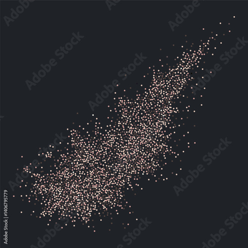 Abstract coffee, cocoa or chocolate powder particles flow. Brown dots, dust or sand wavy element. Flowing grit round dots and particles wavy texture. Ground grain scatter element background. 