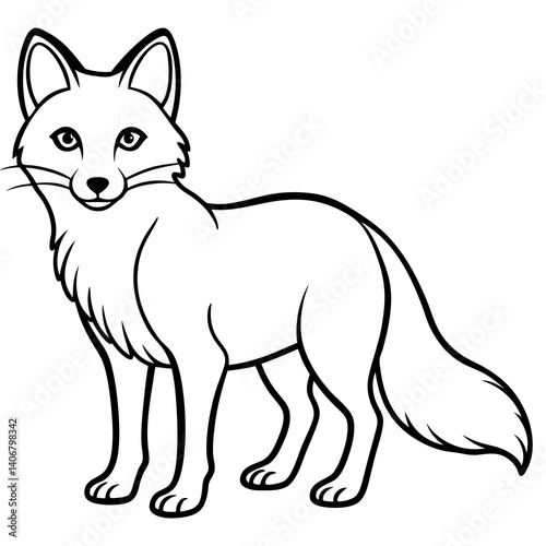 Minimal Arctic Fox Horse Vector Illustration on White Background