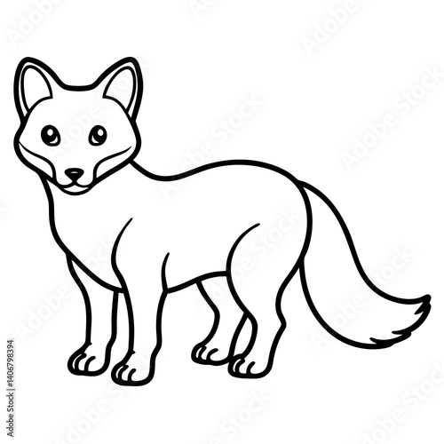 Minimal Arctic Fox Horse Vector Illustration on White Background