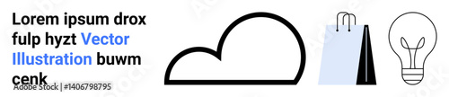Cloud, shopping bags, and light bulb symbolizing creativity, technology, e-commerce. Ideal for innovation, sustainability, online commerce, eco-shopping cloud solutions digital transformation