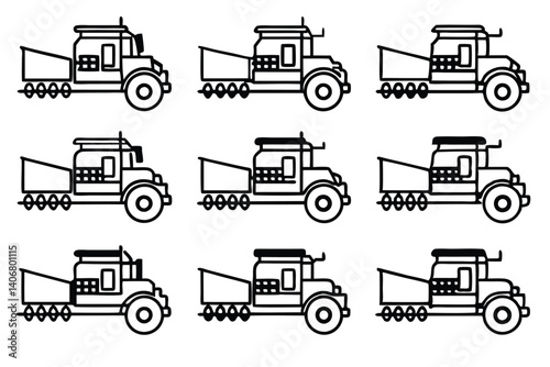 Combine harvester line art machine drawing for farm