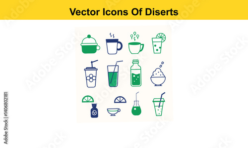 Drink thin line icons collection isolated on white background. Editable stroke Vector.