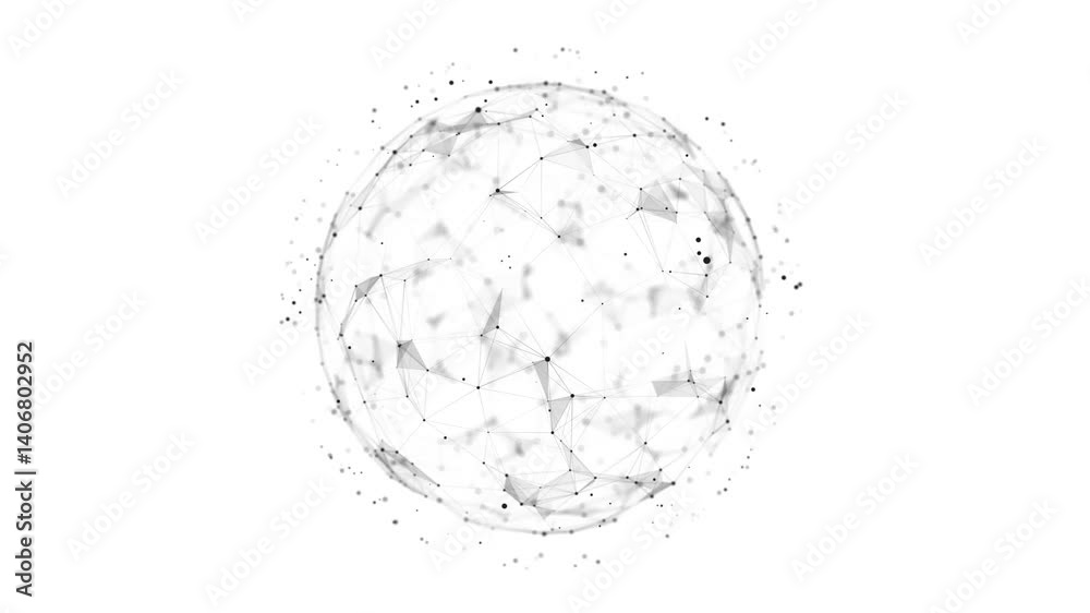 Futuristic sphere made of particles for connect network. Flow of particle in cyberspace. Space energy concept. 3D rendering.