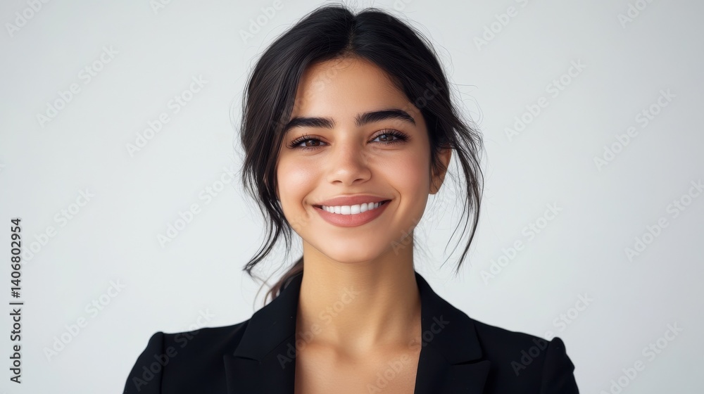 Young business arab woman isolated against a white background happy, smiling and cheerful. Young business arab woman isolated against a white background happy, smiling and cheerful.