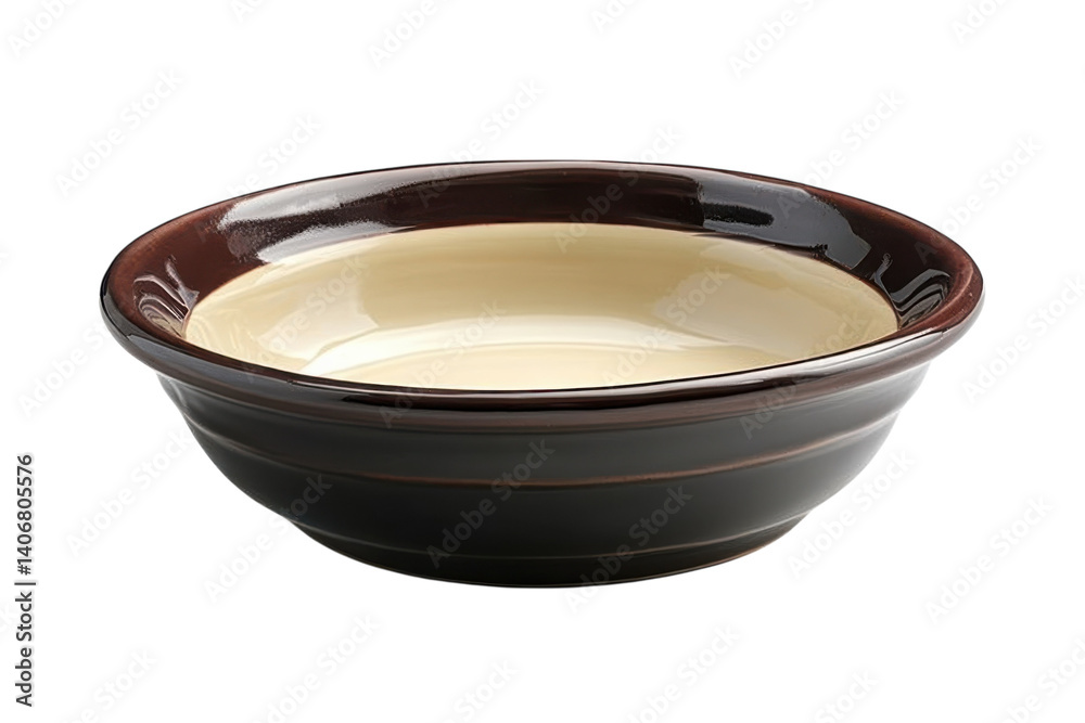 Ceramic mixing bowl in earth tones displayed on a simple surface Ceramic mixing bowl in earth tones displayed on a simple surface