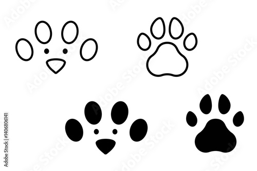Pet paw editable stroke outline icon. Flat vector illustration. Footprints Pet paw, pet paw print dog cat icon. Pixel perfect