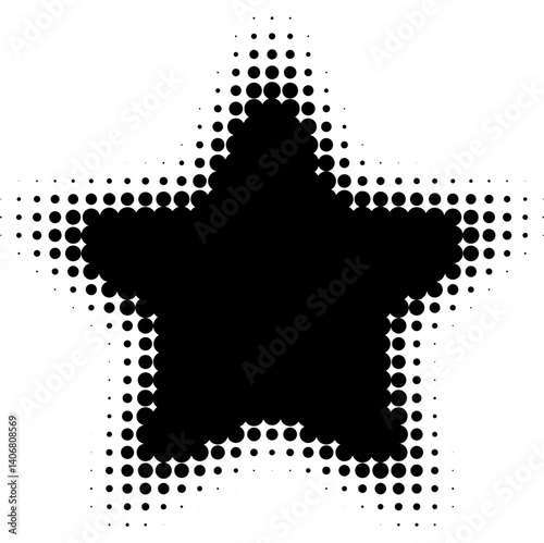 Obraz na płótnie Abstract decorative black halftone star textures on isolated background. Geometric circular shape elements pattern in a star shape. Fit for poster, collage, or advertising, abstract design element. w salonie