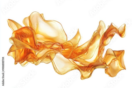 Abstract flowing golden ribbons on a white surface in a dynamic composition photo