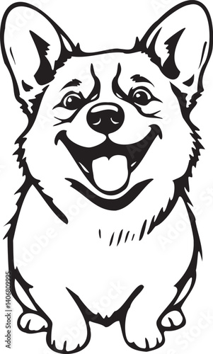 Corgi dog. Hand drawn vector illustration