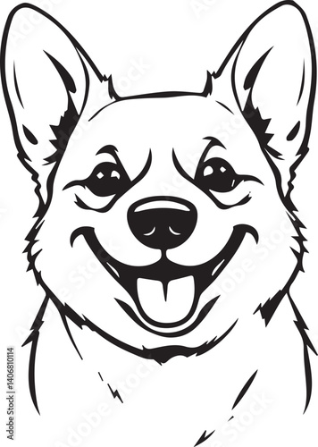 Corgi dog. Hand drawn vector illustration