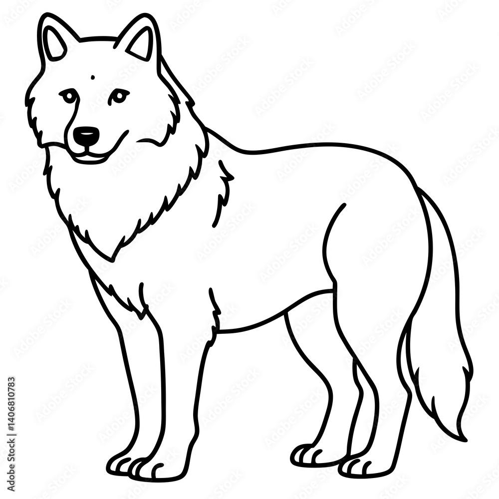 Minimal Arctic Wolf Vector Illustration on White Background Minimal Arctic Wolf Vector Illustration on White Background