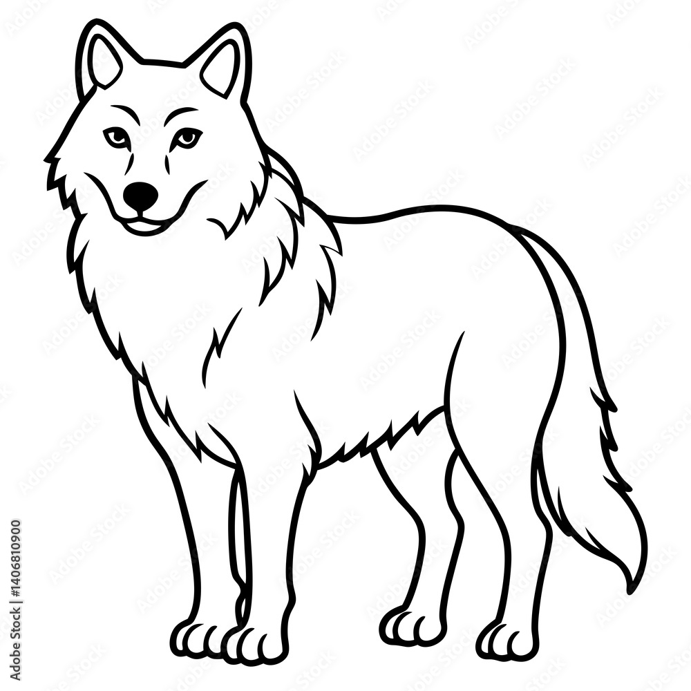 Minimal Arctic Wolf Vector Illustration on White Background Minimal Arctic Wolf Vector Illustration on White Background