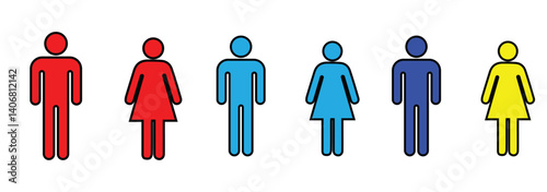 Toilet icon. WC sign. Printable sticker of toilet symbol sign with woman wc man handicapped baby icons. Restroom bathroom and change room sign. WC door plate symbol.  Girls and boys restrooms sign. 
