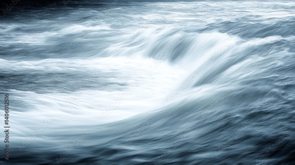 Obraz premium Abstract Blue Water Flowing Rapidly in River