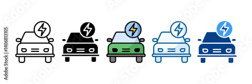 Charging Station Icon Set Multiple Style Collection