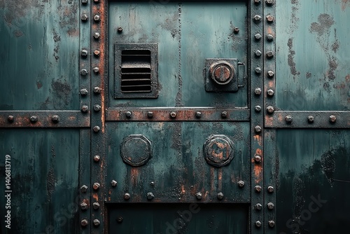 Wallpaper Mural  Greasy industrial facade with blackened vents oil stains on metal corrosion and grime under harsh lighting express decades of heavy use and wear. Torontodigital.ca