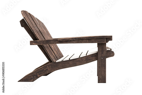 Isolated Wooden Adirondack Chair Side View