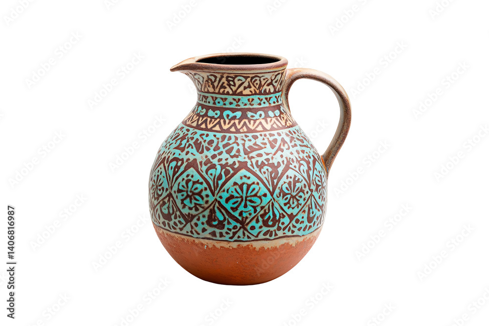 Isolated Ceramic Pitcher with Patterned Design Isolated Ceramic Pitcher with Patterned Design