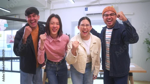 Happy diverse group Asian business start up freelance team analyzing statistics financial. Group Team of business people meeting conference discussion various topic corporate concept in office.