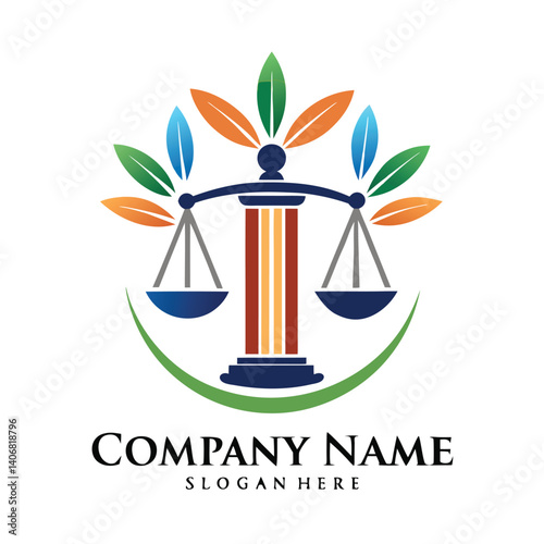 Balanced justice logo with nature elements