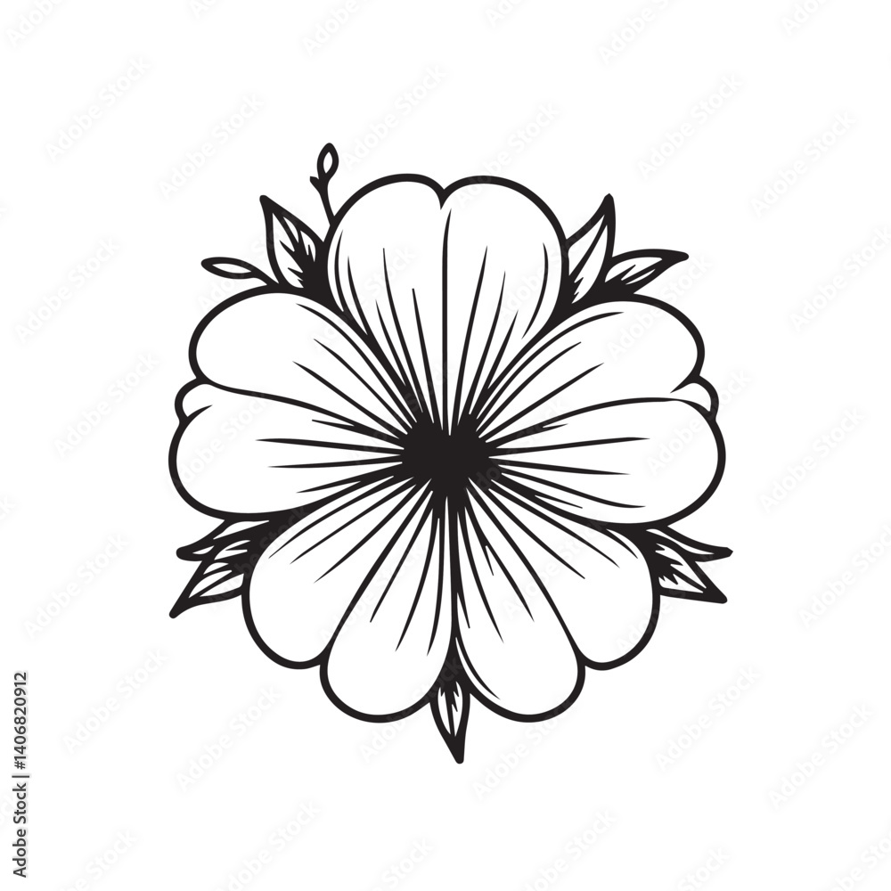 Obraz premium simple black and white flower outline