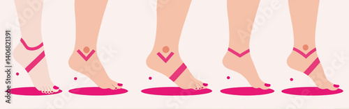 Pink-leg-illustrations_show-five-ankle-positions_with-stylish-strap-patterns_standing-on-pink-shapes_against-a-light-pink-background