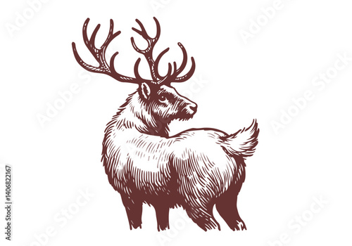 Reindeer hand drawn sketch illustration vector