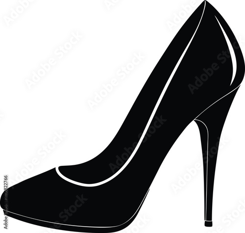 High-Heel Shoe Silhouette Black Vector on White Background