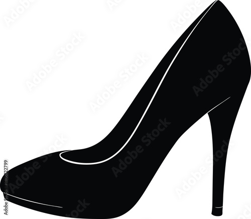 High-Heel Shoe Silhouette Black Vector on White Background